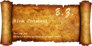 Bink Zotmund névjegykártya